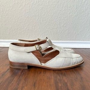 FRATELLI ROSSETTI Mary Jane Flats in Ivory Suede Leather ITALY MADE